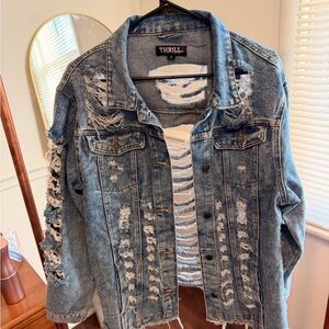 Thrill Distressed Blue Denim Jacket